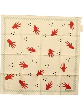BVLGARI Hand Motif Scarf Silk "Davide Pizzigoni" Beige